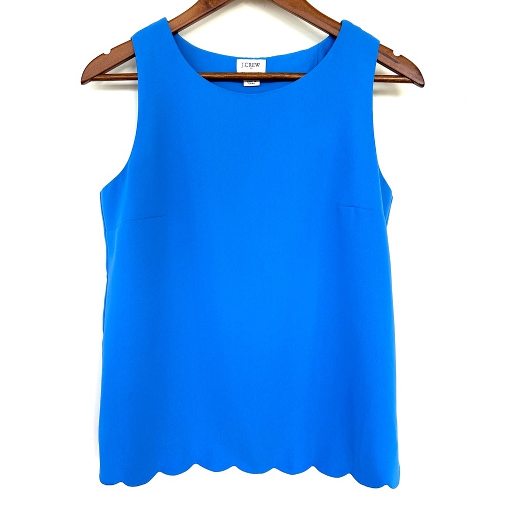 J. Crew Blue Scalloped Tank Top